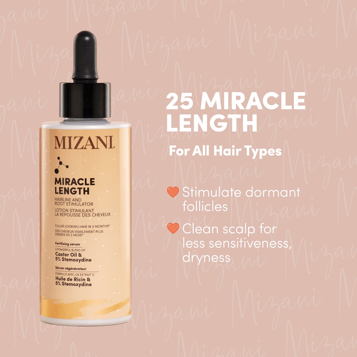 Mizani Anti Hair Loss Serum, Strengthening and Thickening Treatment, For Healthier-Looking Hair, Enriched with Castor Oil and Stemoxydine, 25 Miracle Length