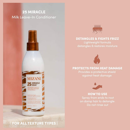 Mizani Leave-In Conditioner, For All Hair Types and Textures, Infused with Coconut and Fennel Seed Oil, 25 Miracle Milk
